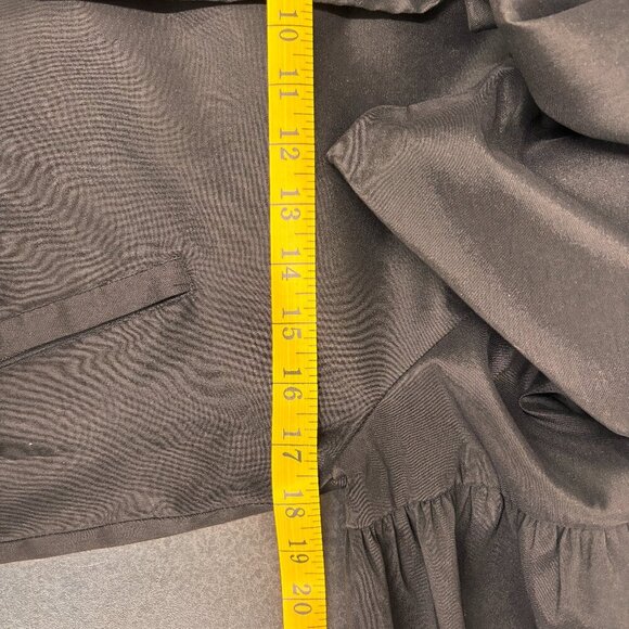 Samuel Dong Black cropped Pouf Sleeve Jacket Ruffle collar Zip/Snap Closure Sz S - Picture 12 of 14